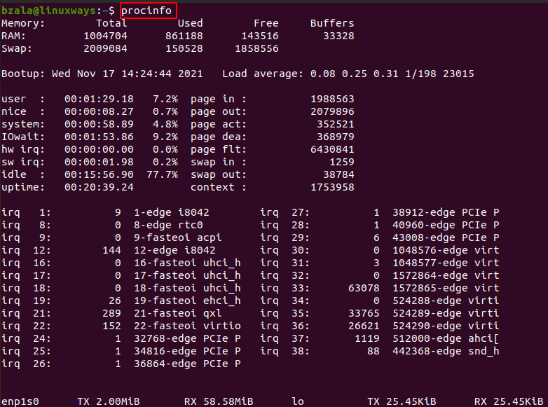 Procinfo command in linux explained