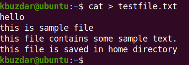 How to create a file in linux using cat command