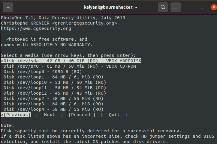 Photorec: recovering deleted files on ubuntu