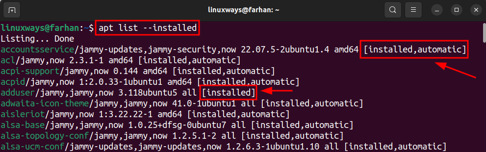 How to list installed packages on ubuntu 22. 04