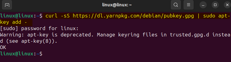 How to install yarn on ubuntu 24. 04